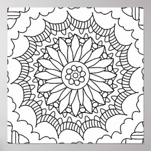Sonnenblume Mandala Coloring Poster