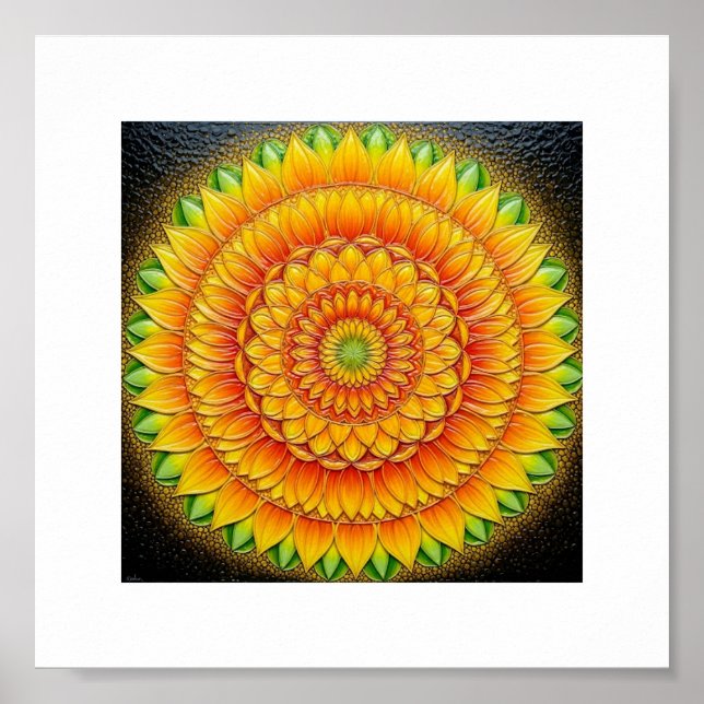 "Sonnenblume Mandala of Light - Sacred Geometry Ar Poster (Vorne)