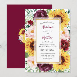 Sonnenblume Marsala Fall Burgundy Gold Wedding Einladung