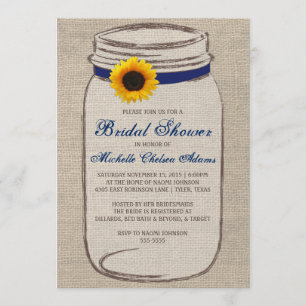 Sonnenblume Mason Jar Bridal Dusche Einladung