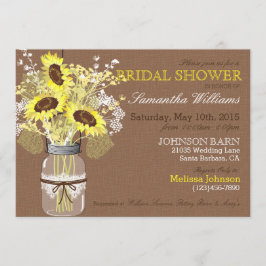 Sonnenblume Mason Jar Burlap Rustikales Brautparty Einladung