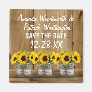 Sonnenblume Mason Jar Burlap und Spitze Save the D Magnet