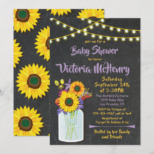 Sonnenblume Mason Jar Chalkboard Babydusche Einladung