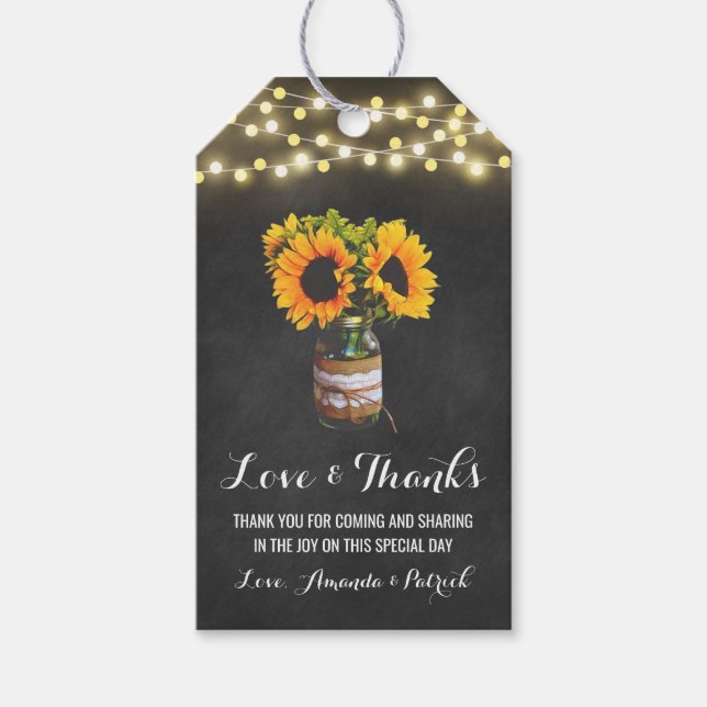 Sonnenblume Mason Jar Chalkboard Hochzeit Vielen D Geschenkanhänger (Vorderseite)