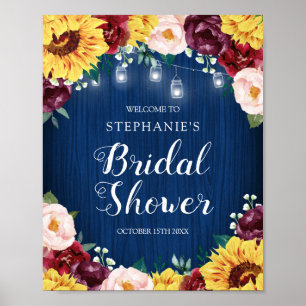 Sonnenblume Mason Jar Lights Brautparty Poster