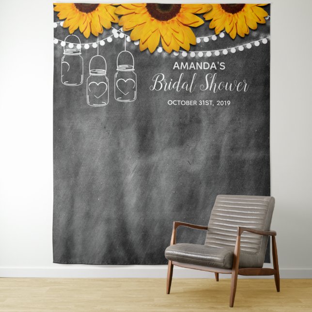 Sonnenblume Mason Jar Party Foto Stand Hintergrund Wandteppich (Beispiel)