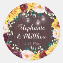 Sonnenblume Mason Jars Wood Burgundy Wedding