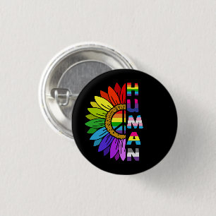 Sonnenblume Mensch in Regenbogenfarbe   LGBTQ   St Button