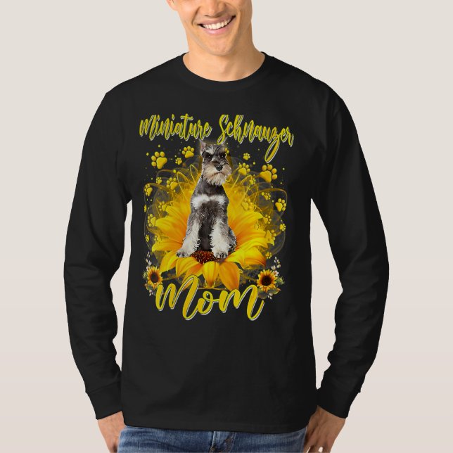 Sonnenblume Miniatur Schnauzer Mama Hund Mutter T-Shirt (Vorderseite)