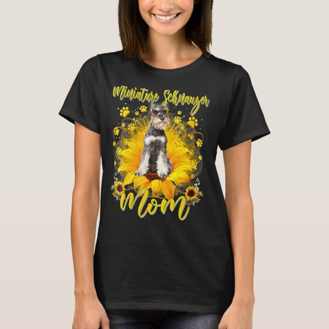 Sonnenblume Miniatur Schnauzer Mama Hund Mutter T-Shirt (Vorderseite)