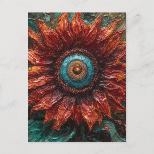 Sonnenblume mit Augapfel Postkarte (Vorderseite)