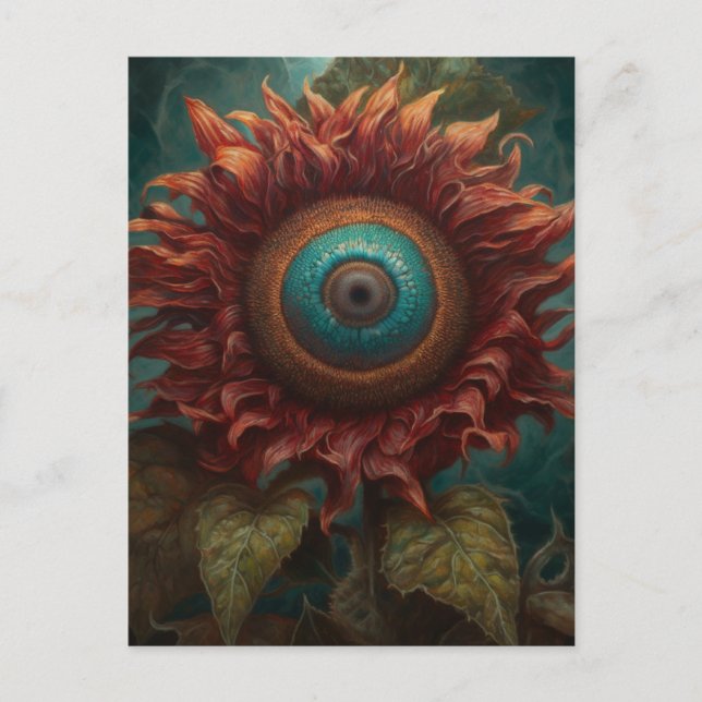 Sonnenblume mit Auge Postkarte (Vorderseite)