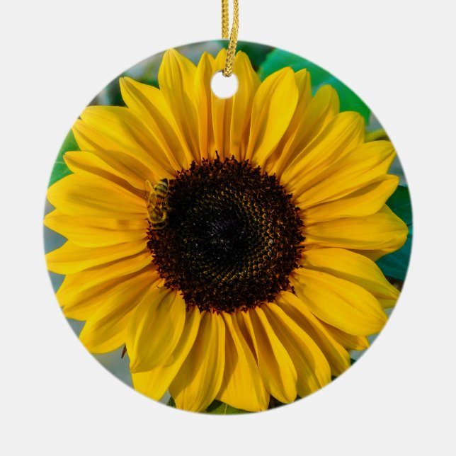 Sonnenblume mit Biene Keramik Ornament (Vorne)