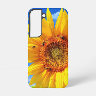 Sonnenblume mit Bienen an Blauem Himmel Samsung Galaxy Hülle
