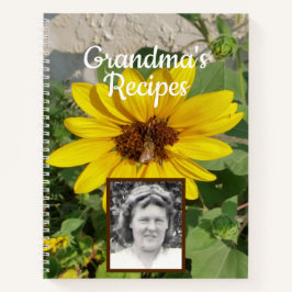 Sonnenblume mit Bienen-Foto Oma's Rezept-Buch Notizbuch