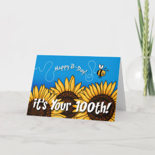 Sonnenblume mit Bienenpfad - 100 Jahre alt Karte