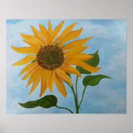 Sonnenblume mit blauem Himmel und Wolken Poster