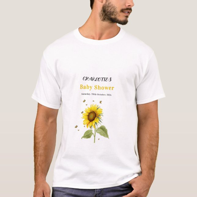 Sonnenblume mit Butterflies Babydusche T-Shirt (Vorderseite)