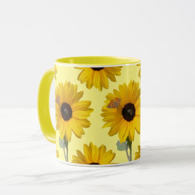 Sonnenblume mit Butterfly-Tasse Tasse (Vorderseite Links)