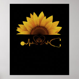 Sonnenblume mit einem Nurse Heartbeat Hippie Sunsh Poster