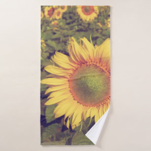 Sonnenblume mit Filtereffektretro Vintager Stiel Badehandtuch