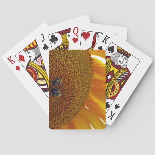 Sonnenblume mit Hummeln Spielkarten (Rückseite)