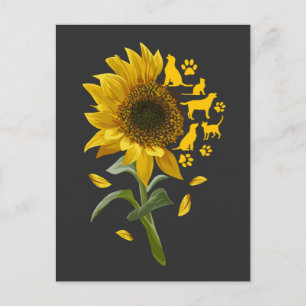 Sonnenblume mit Hund und Katze Paw Feline Puppy Ar Postkarte
