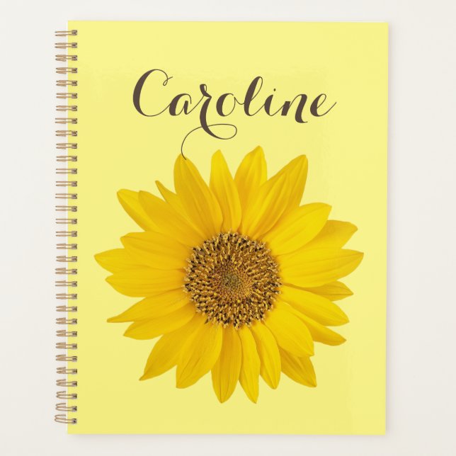 Sonnenblume mit Individuelle Name Gelb Planer (Vorderseite)