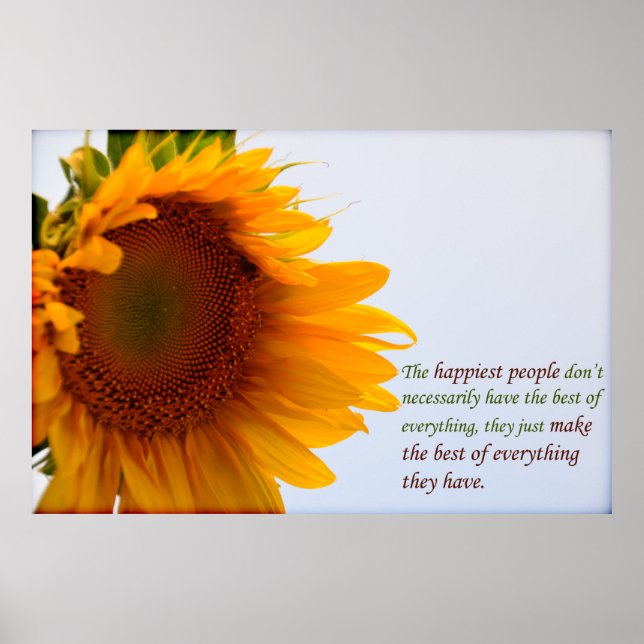 Sonnenblume mit Meldung Poster (Vorne)