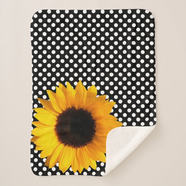 Sonnenblume mit Polka Dots Sherpa Blanket Sherpadecke (Vorderseite)