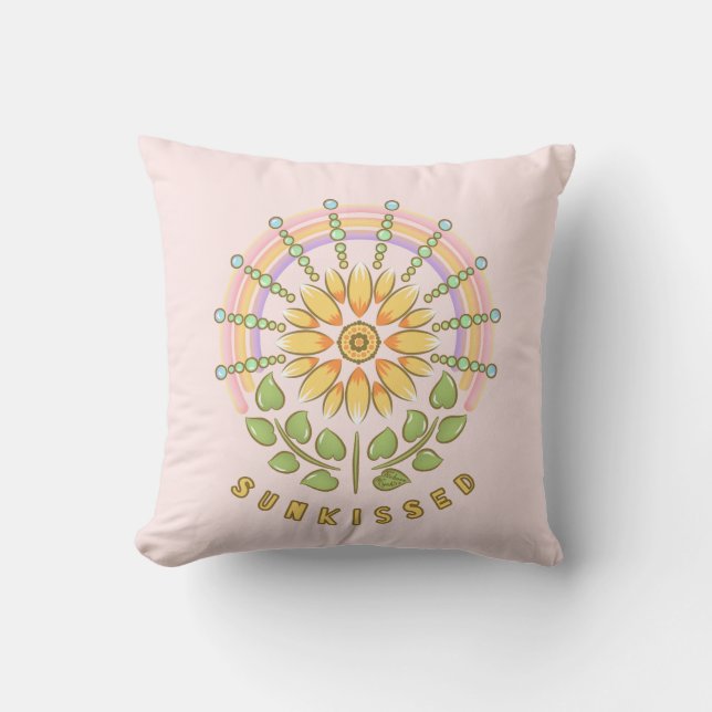 Sonnenblume mit Regenbogen Kissen (Vorderseite)