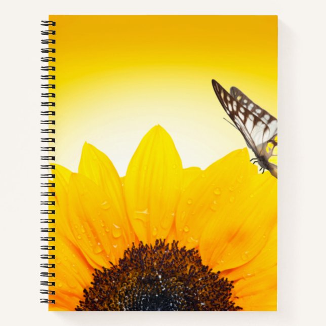 Sonnenblume mit Schmetterling SpiralNotebook Notizbuch (Vorderseite)