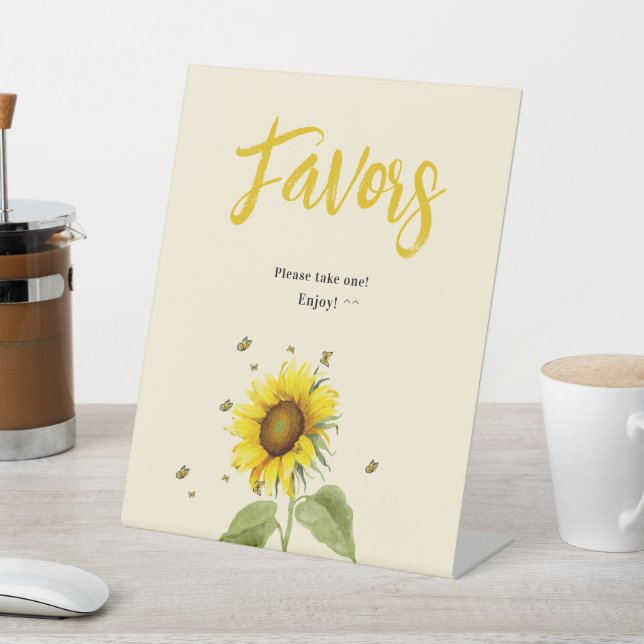 Sonnenblume mit Schmetterlingen Kinderduschfavorit Sockelschild (In SItu)