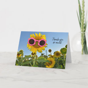 Sonnenblume mit Sonnenbrille für danke Karte