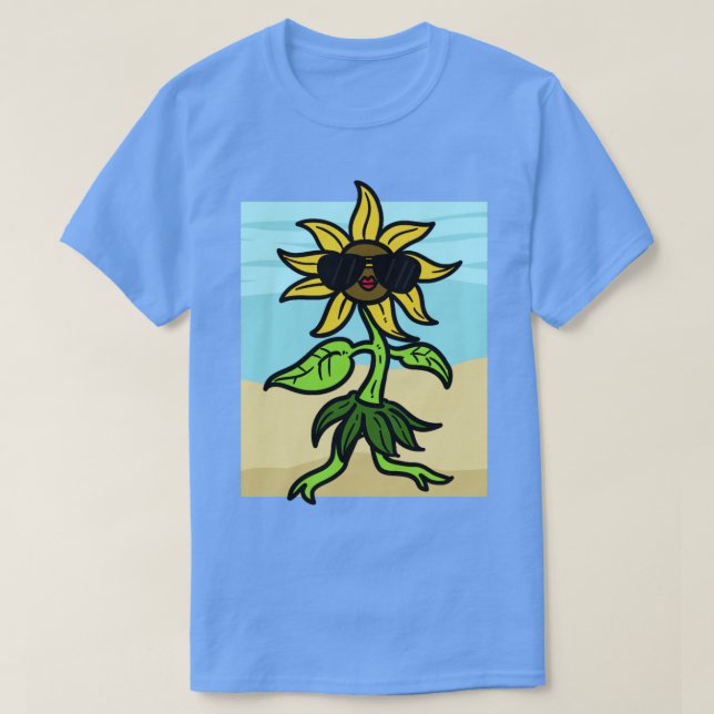 Sonnenblume mit Sonnenbrille in der Sonne T-Shirt (Design vorne)