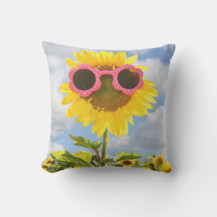 Sonnenblume mit Sonnenbrille Kissen