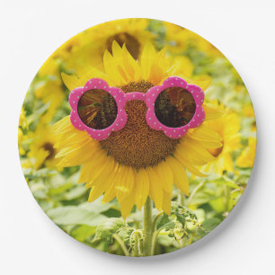 Sonnenblume mit Sonnenbrille Pappteller