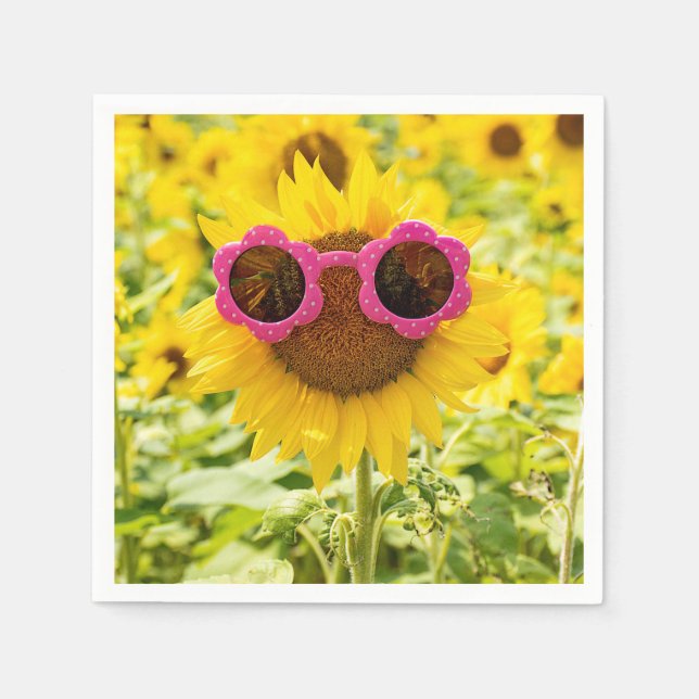 Sonnenblume mit Sonnenbrille Serviette (Vorderseite)