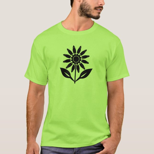 Sonnenblume mit stilisierten Blütenblättern und Bl T-Shirt (Vorderseite)