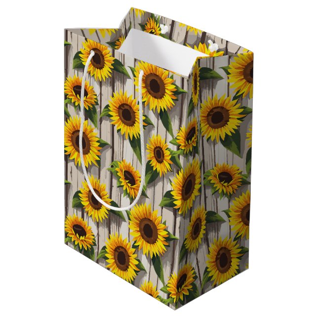 Sonnenblume Mittlere Geschenktüte (Rückseite Schrägansicht)
