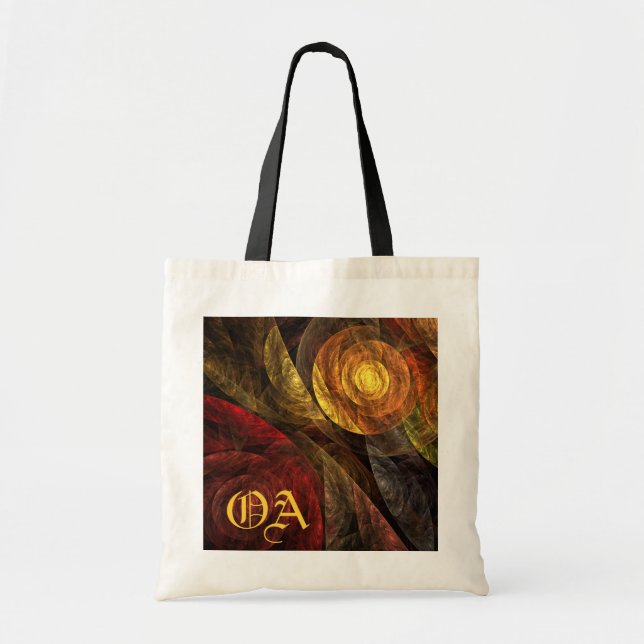 Sonnenblume Moderne Abstrakte Kunst Monogramm Tragetasche (Vorne)