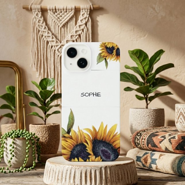 Sonnenblume Moderne Minimale Anfangsbuchstabe  Ein iPhone Hülle (Von Creator hochgeladen)