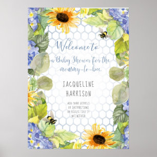 Sonnenblume Mommy to Bee Bumblebee Blue Hydrangea Poster
