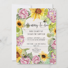 Sonnenblume Mommy to Bee Pink Hydrangeas Dusche Einladung