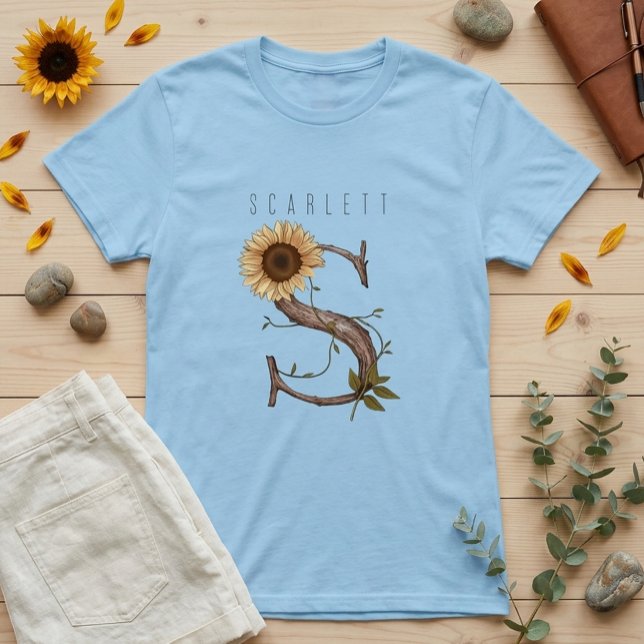 Sonnenblume Monogram 'S' Elegant T-Shirt (Von Creator hochgeladen)