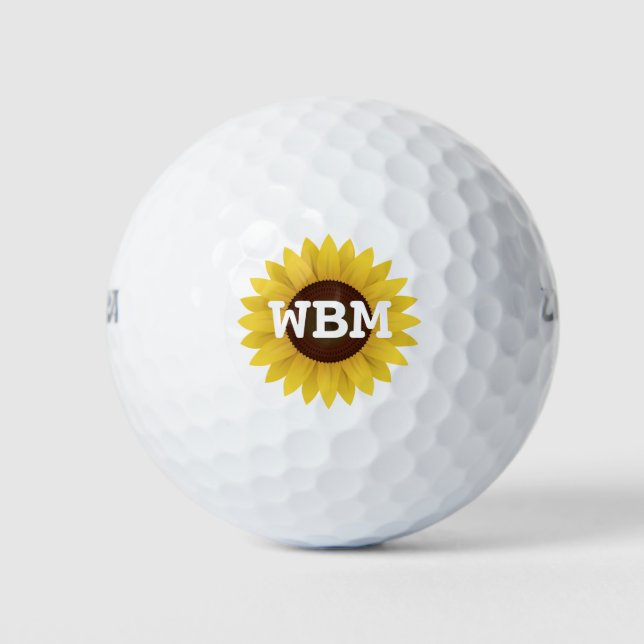 Sonnenblume-Monogramm Golfball (Vorderseite)