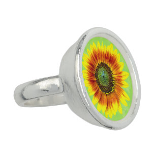 Sonnenblume-mutige gelbe und grüne mit BlumenBlume Ring