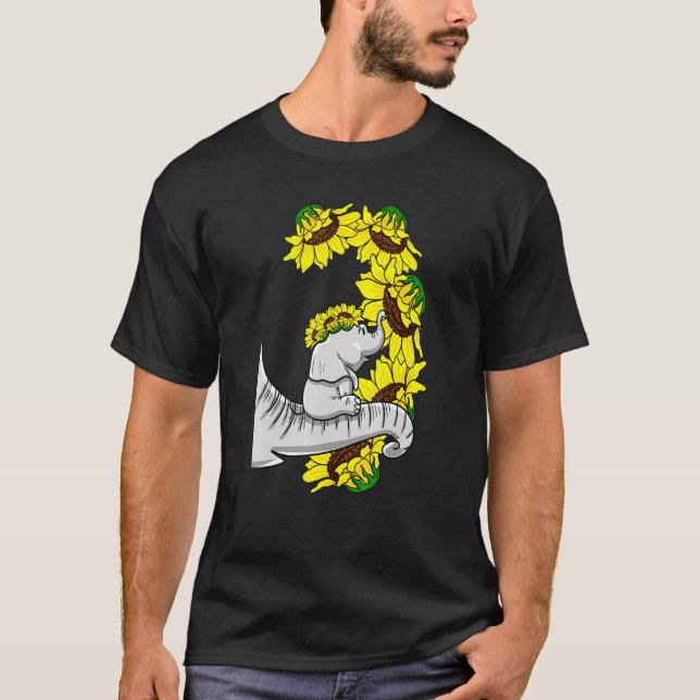 Sonnenblume Mutter und kubisches Elefant Tusker Ti T-Shirt (Vorderseite)