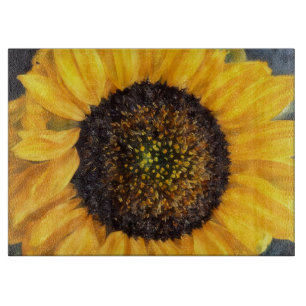Sonnenblume Nahaufnahme Florale Kunst Glas Schneidebrett
