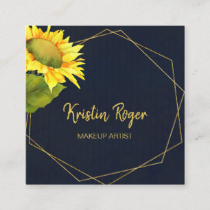 Sonnenblume Navy Blauer Makeust Künstler Quadratische Visitenkarte